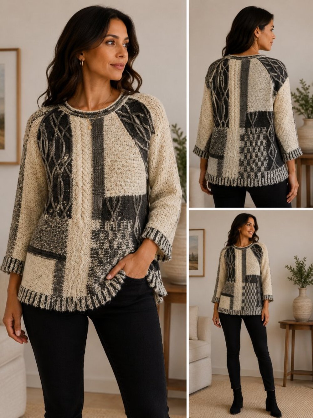 Chaps Patchwork Knit Sweater